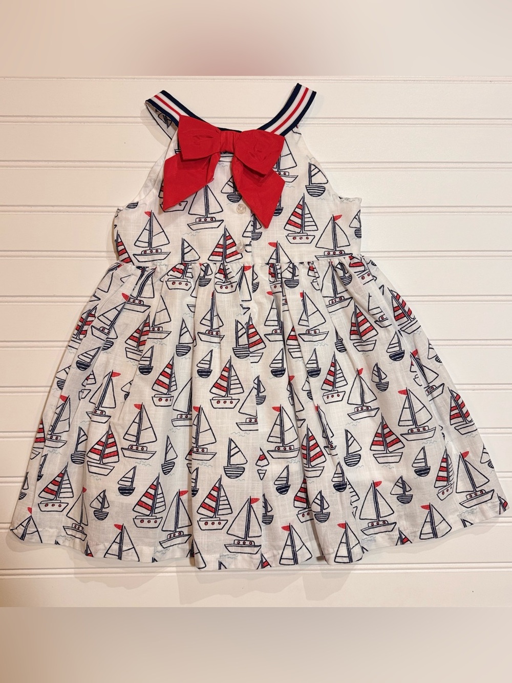 NWOT Little Me Girls Nautical Sailboat Patriotic Dress Size 3T